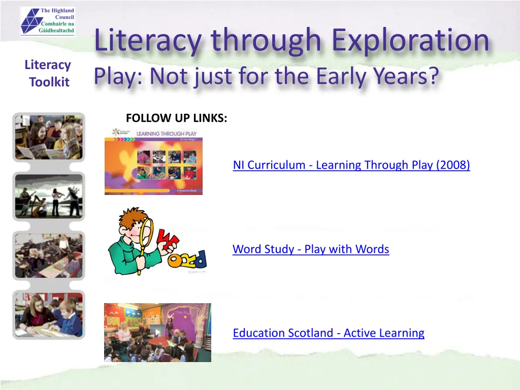 literacy through exploration play not just 9