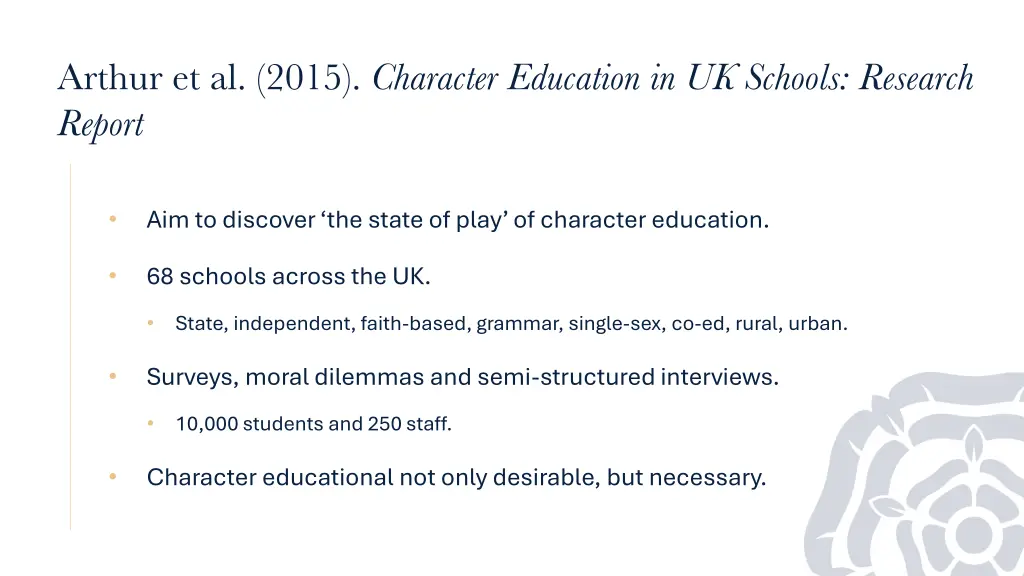 arthur et al 2015 character education