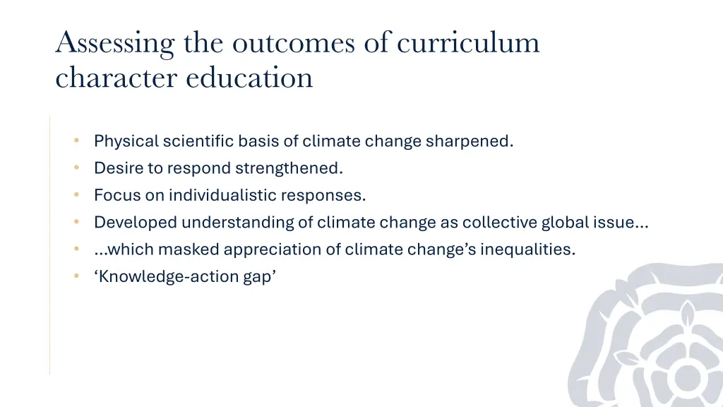 assessing the outcomes of curriculum character