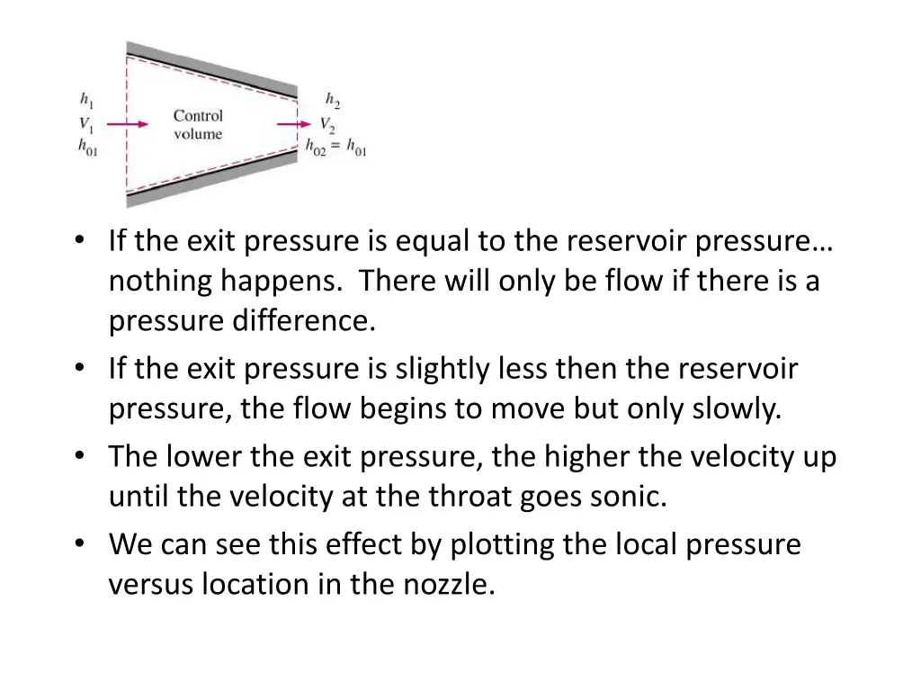 if the exit pressure is equal to the reservoir