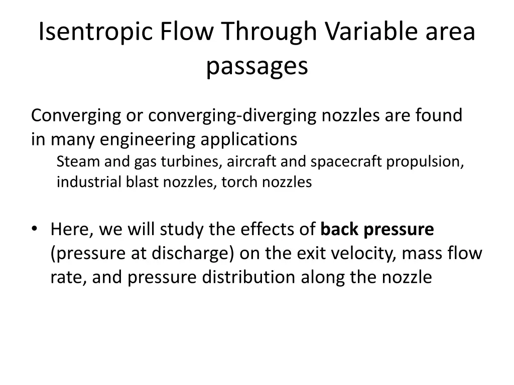 isentropic flow through variable area passages 1