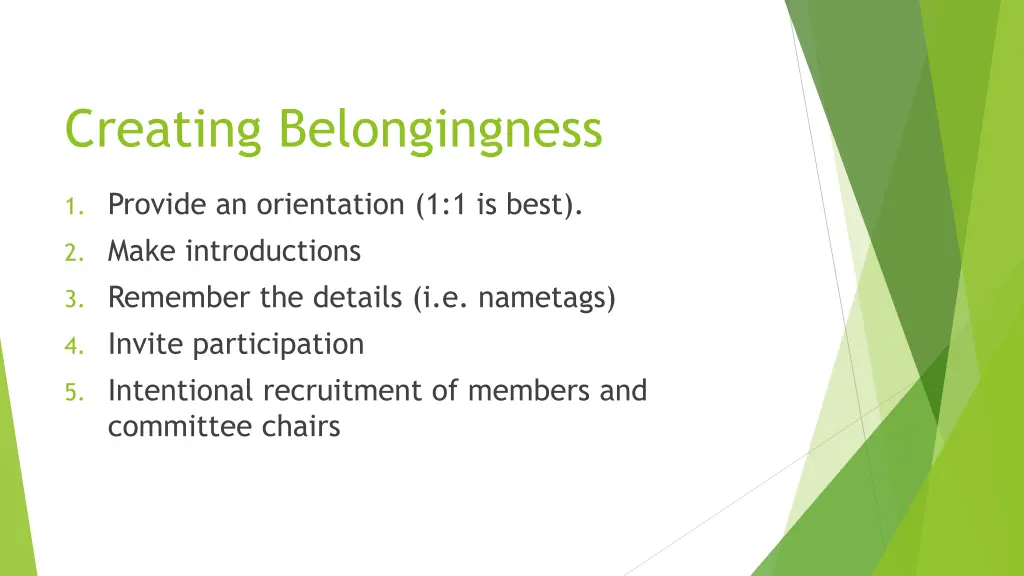 creating belongingness