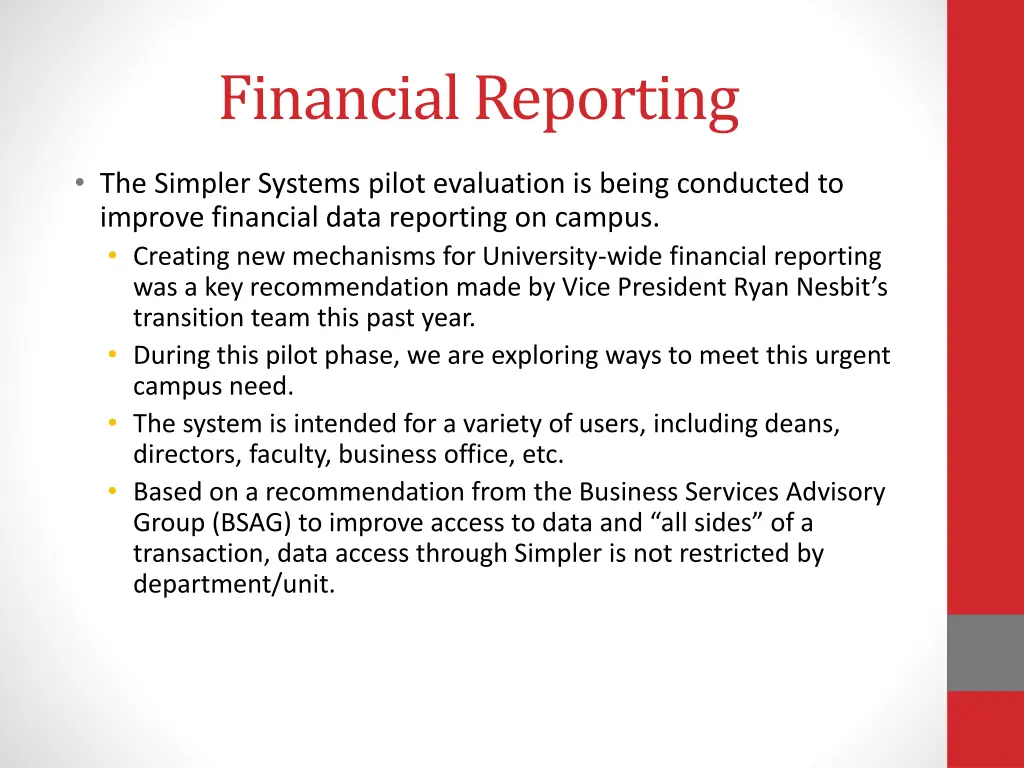 financial reporting