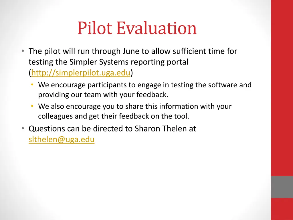 pilot evaluation