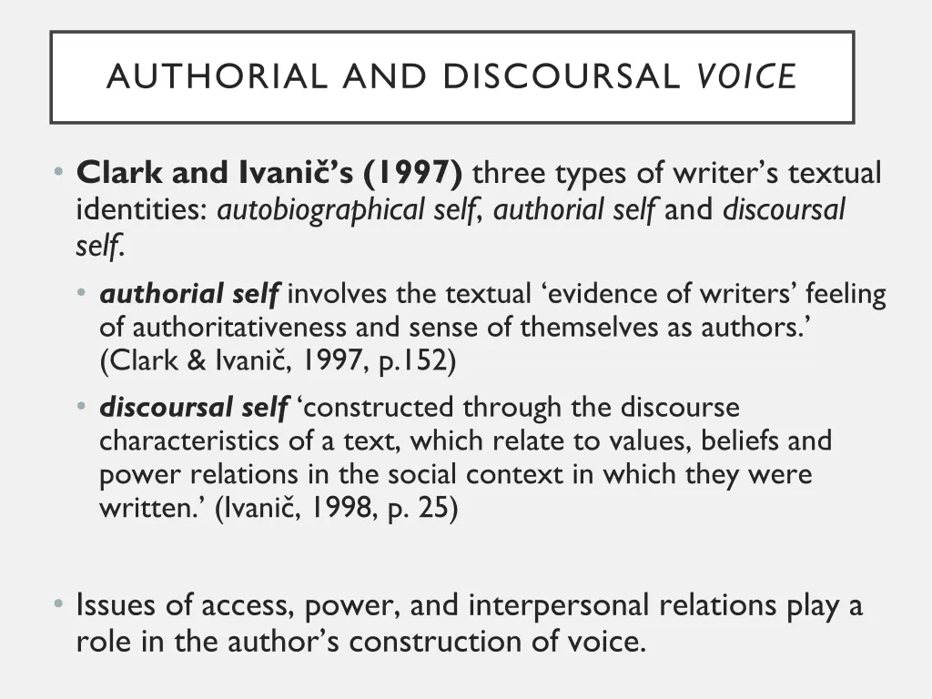 authorial and discoursal voice