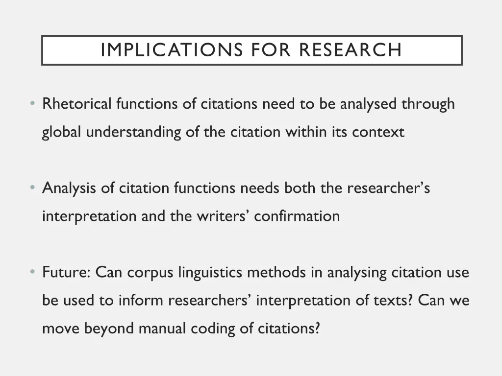 implications for research