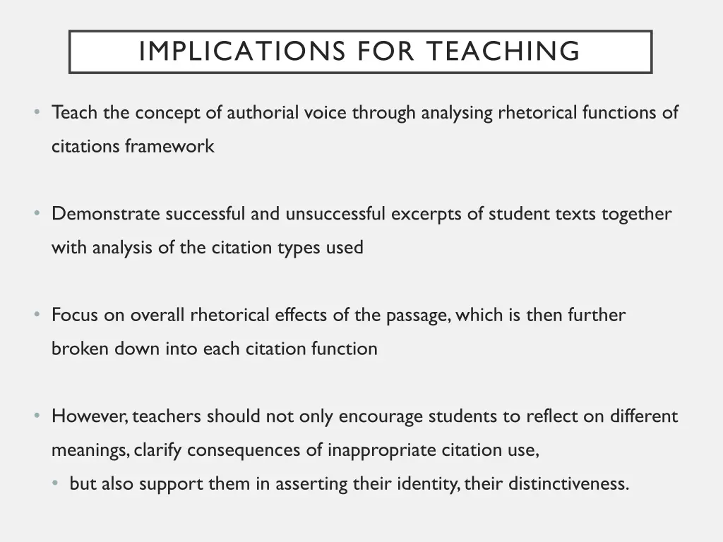 implications for teaching