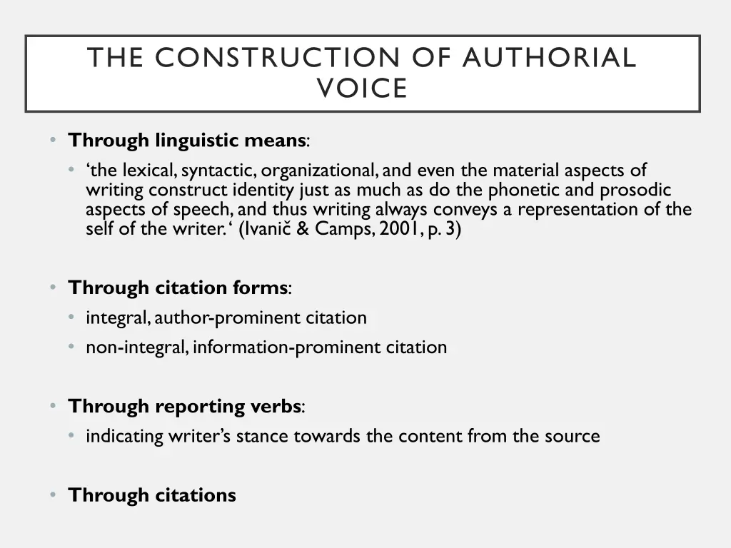 the construction of authorial voice