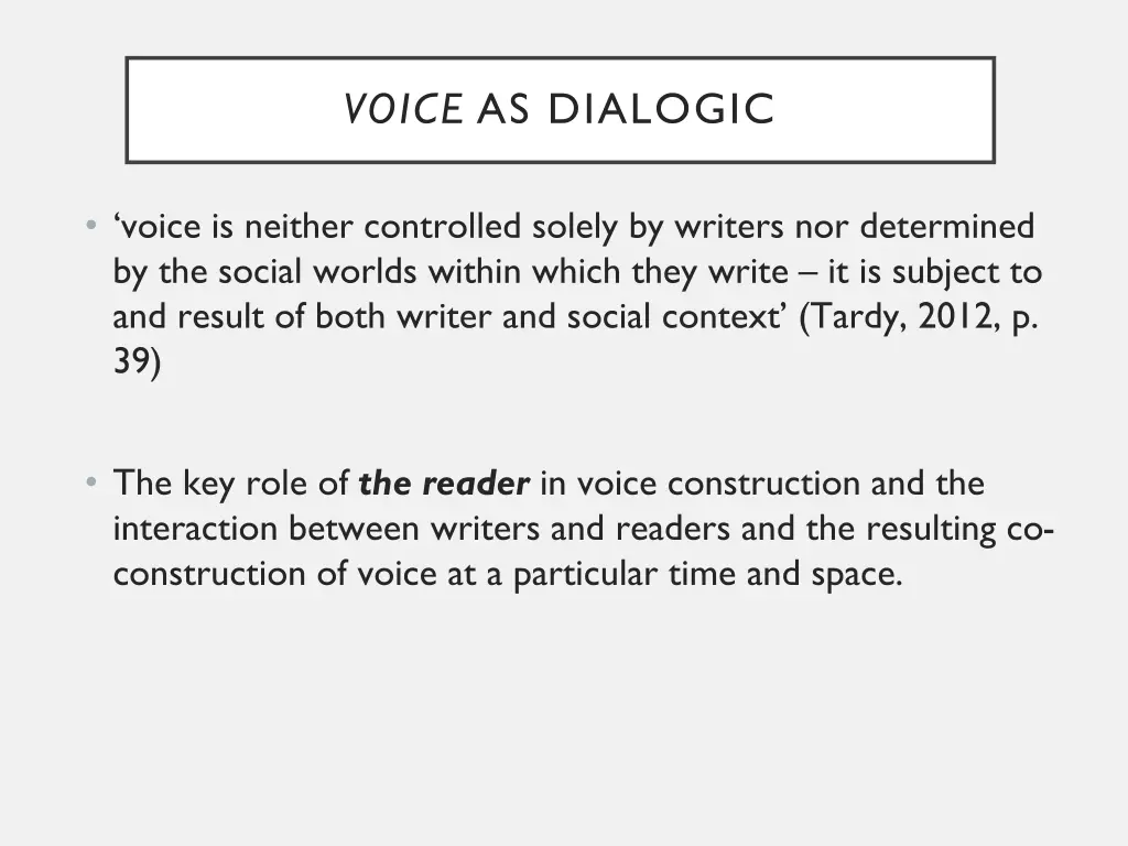 voice as dialogic