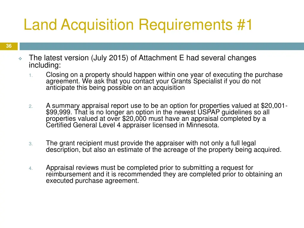 land acquisition requirements 1