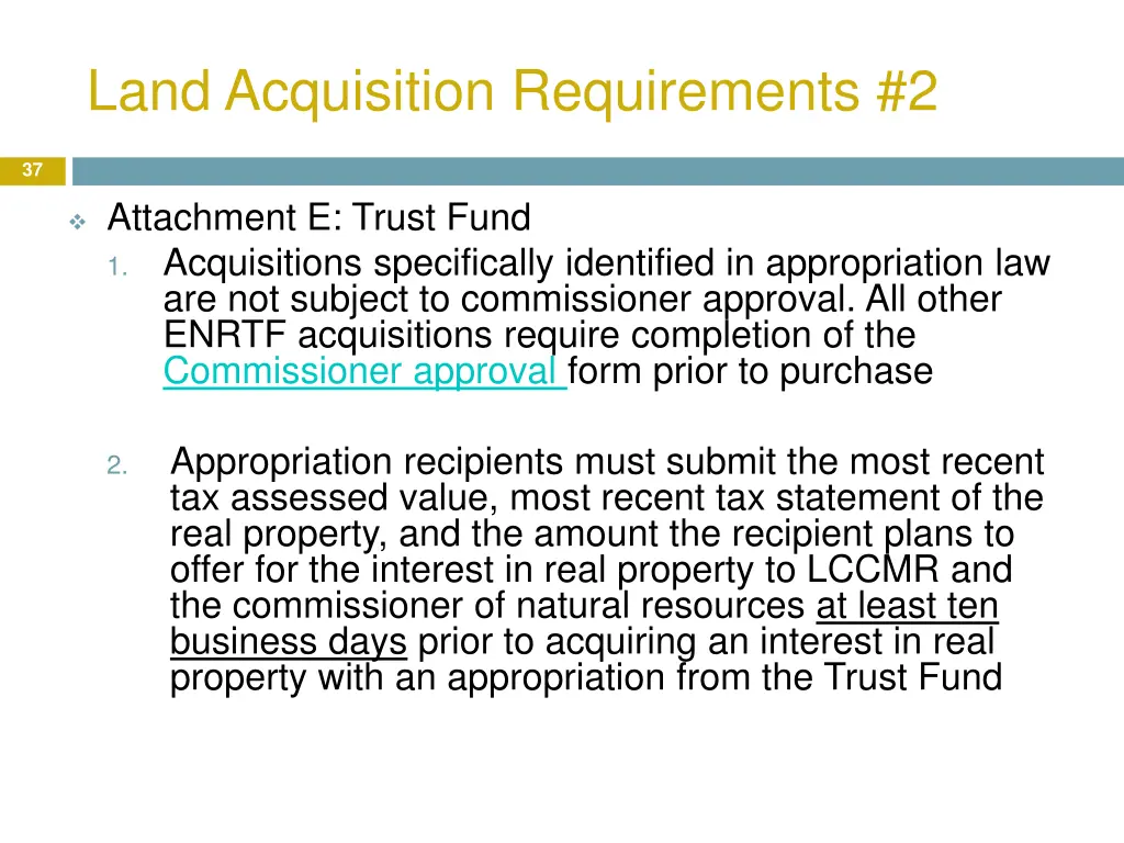 land acquisition requirements 2