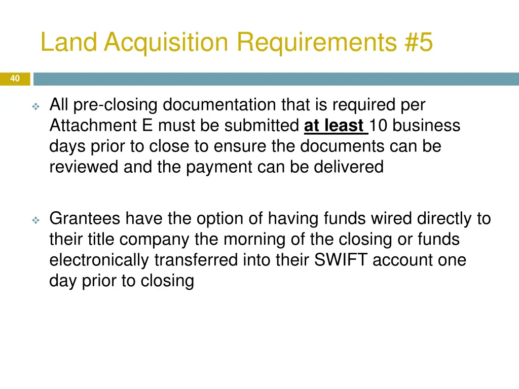 land acquisition requirements 5