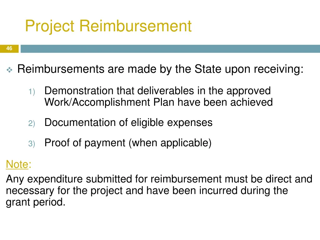 project reimbursement 1