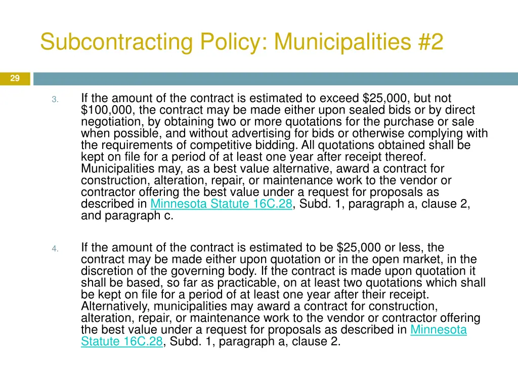 subcontracting policy municipalities 2