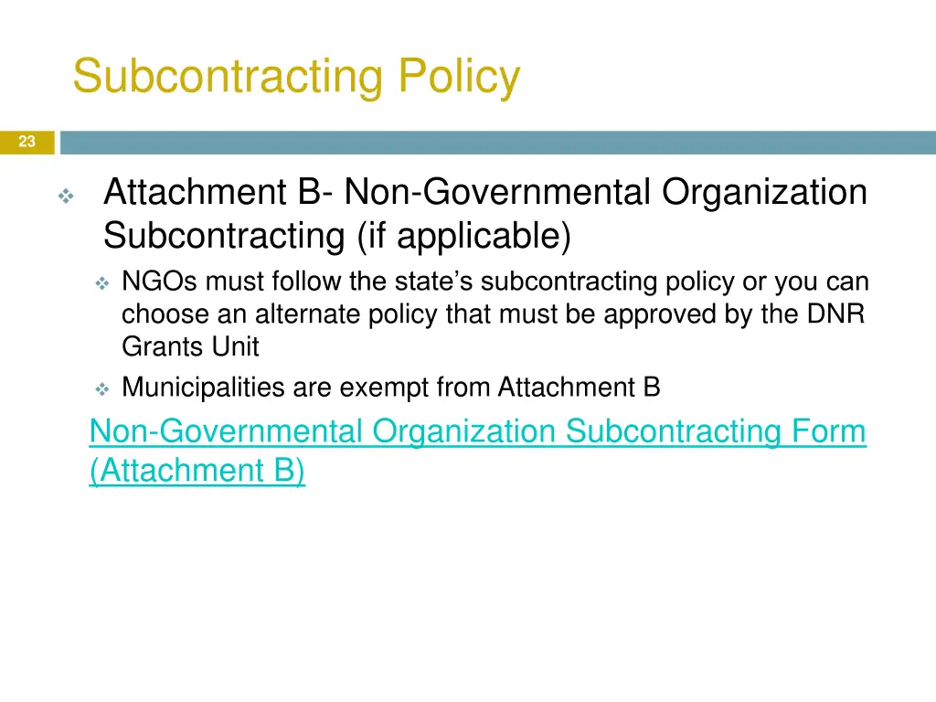 subcontracting policy