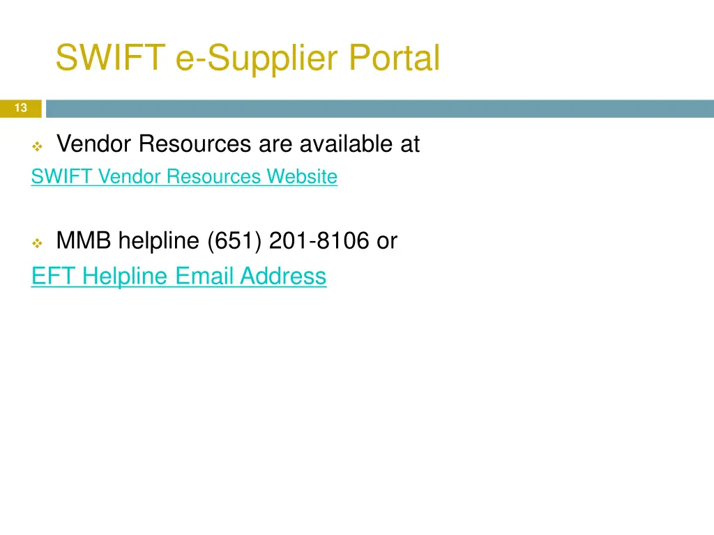 swift e supplier portal