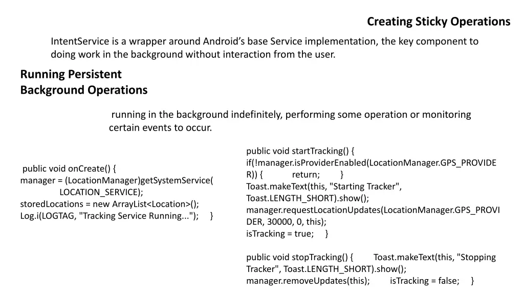 creating sticky operations