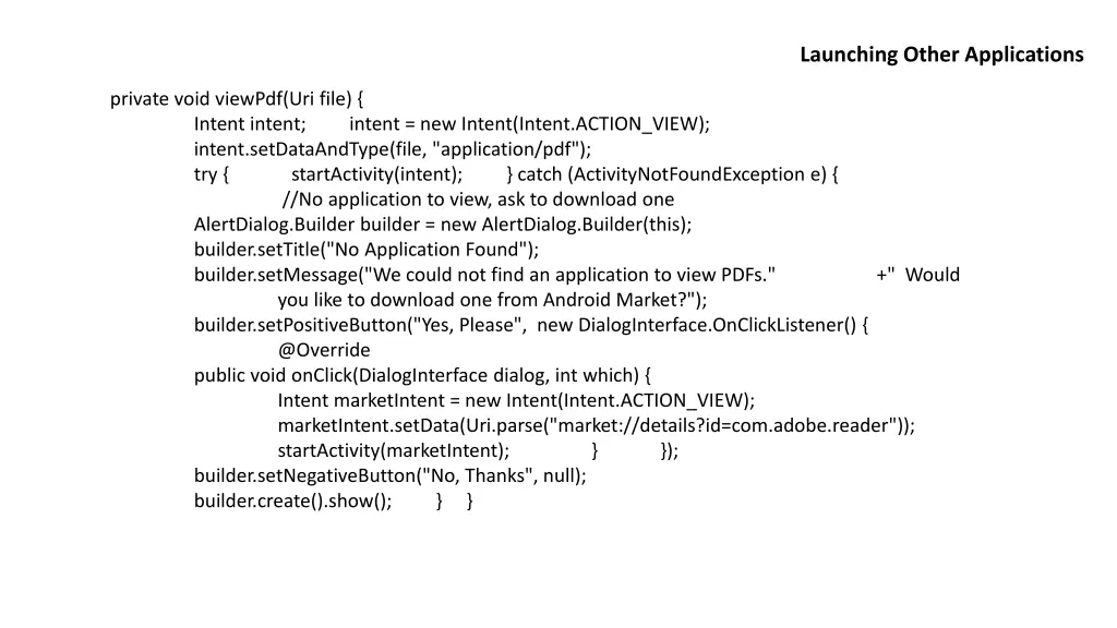 launching other applications