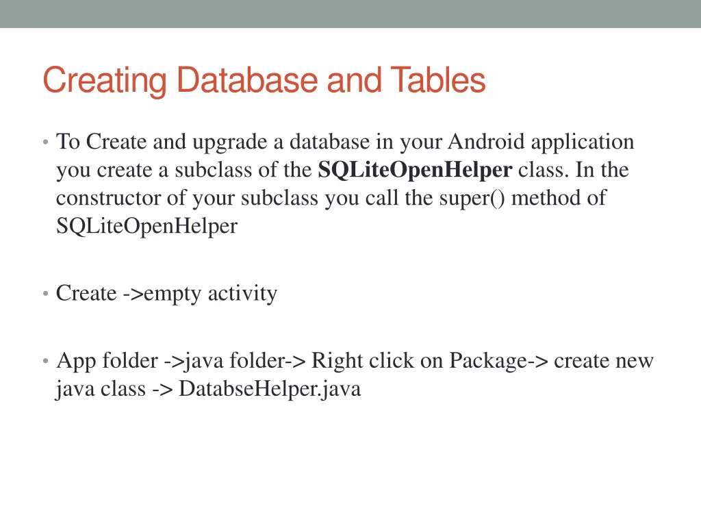 creating database and tables