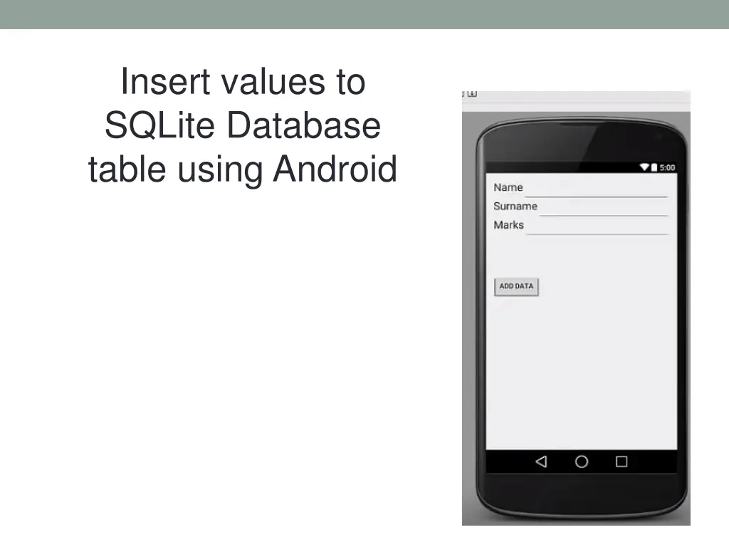 insert values to sqlite database table using