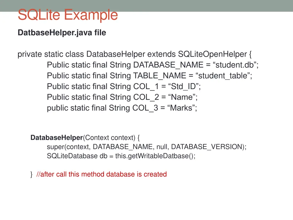 sqlite example