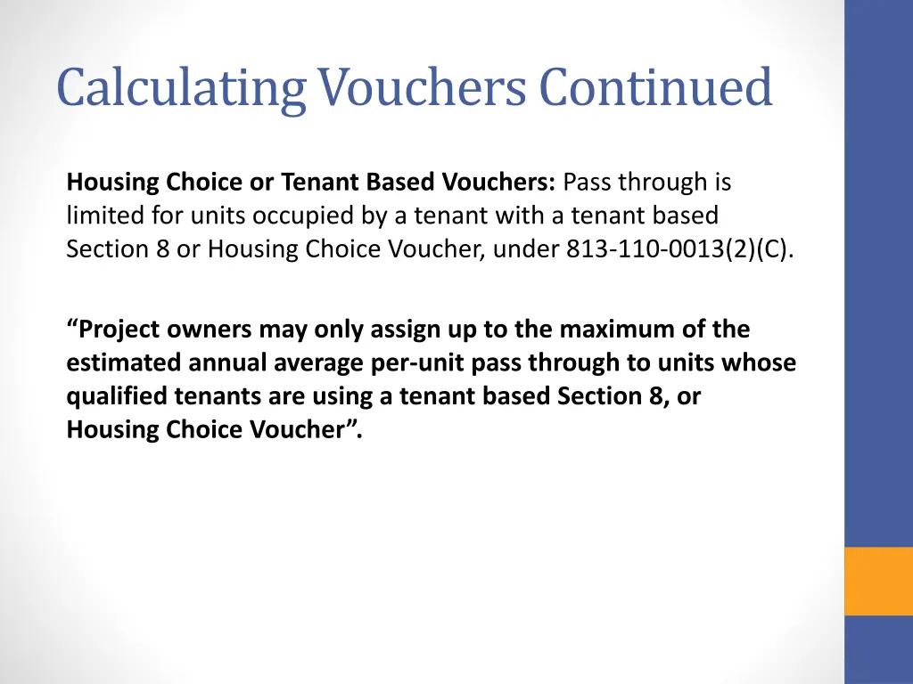 calculating vouchers continued