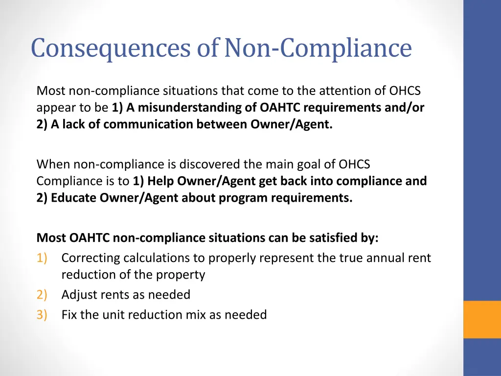 consequences of non compliance