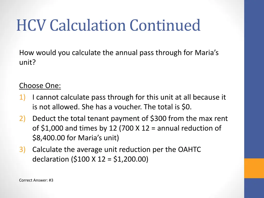 hcv calculation continued