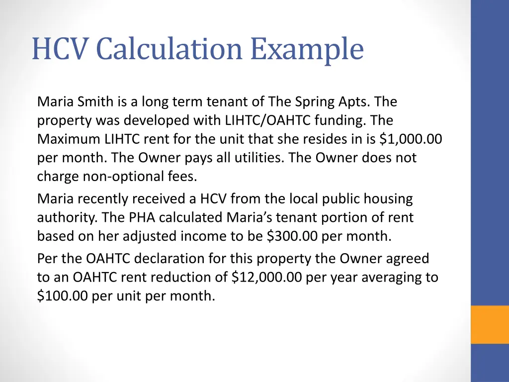 hcv calculation example