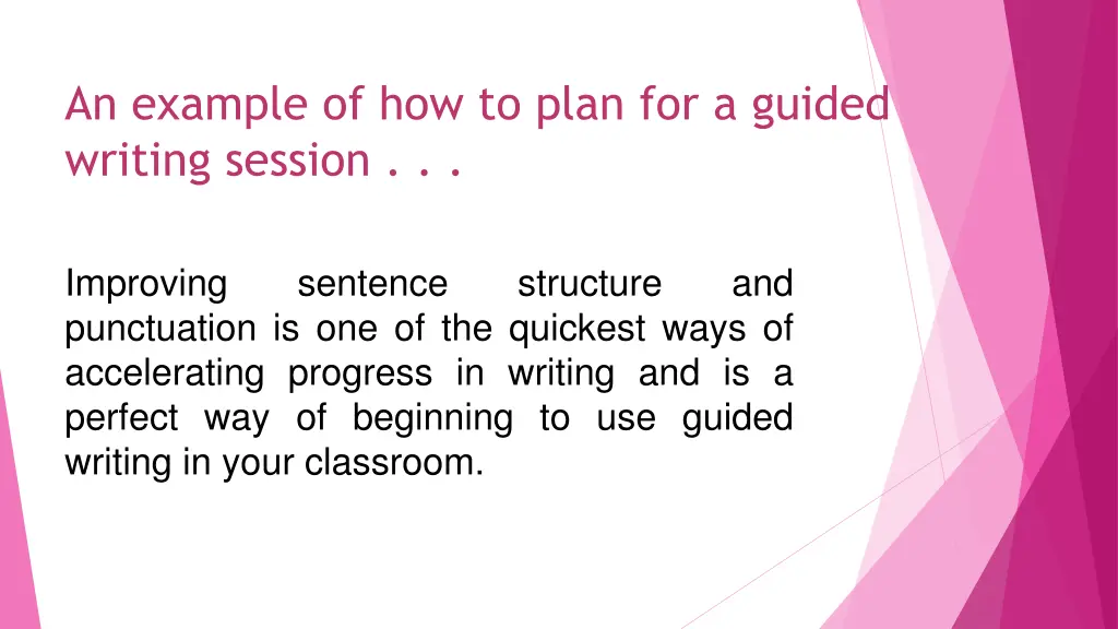 an example of how to plan for a guided writing