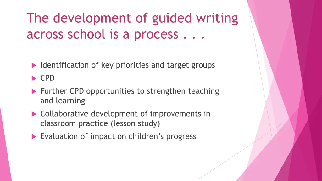 the development of guided writing across school