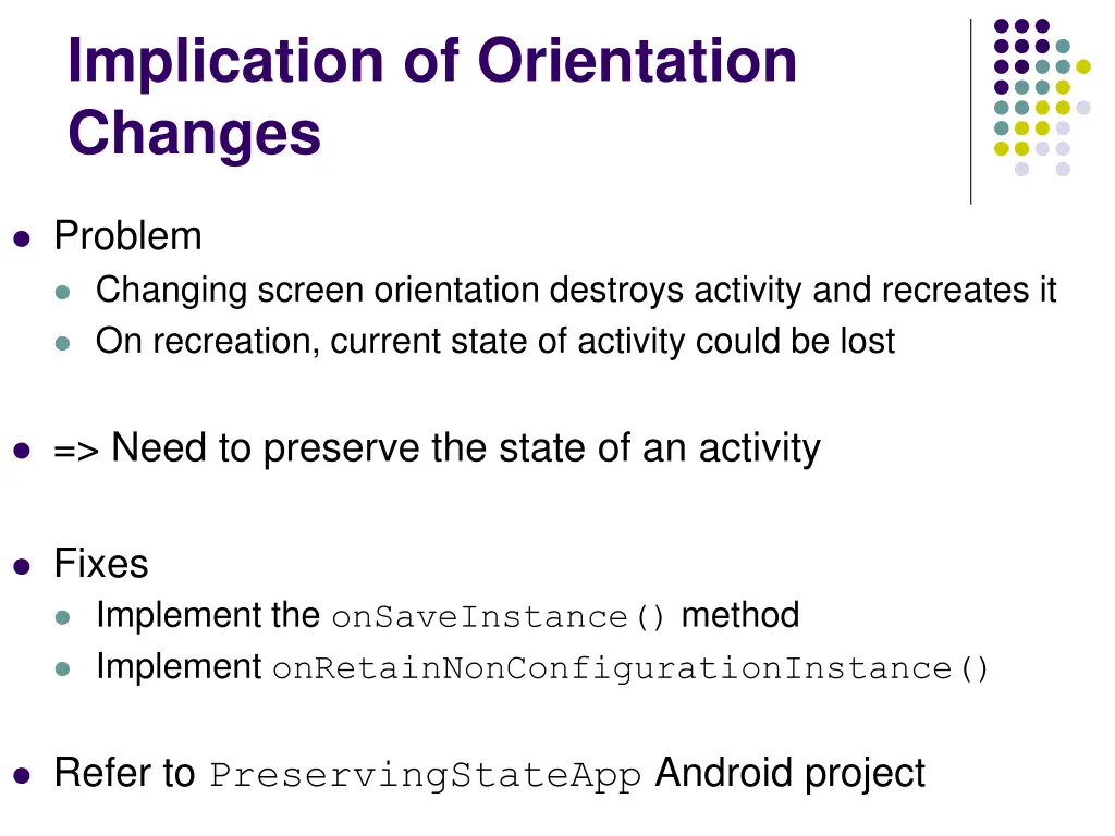 implication of orientation changes