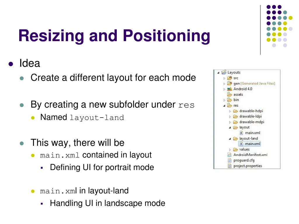 resizing and positioning