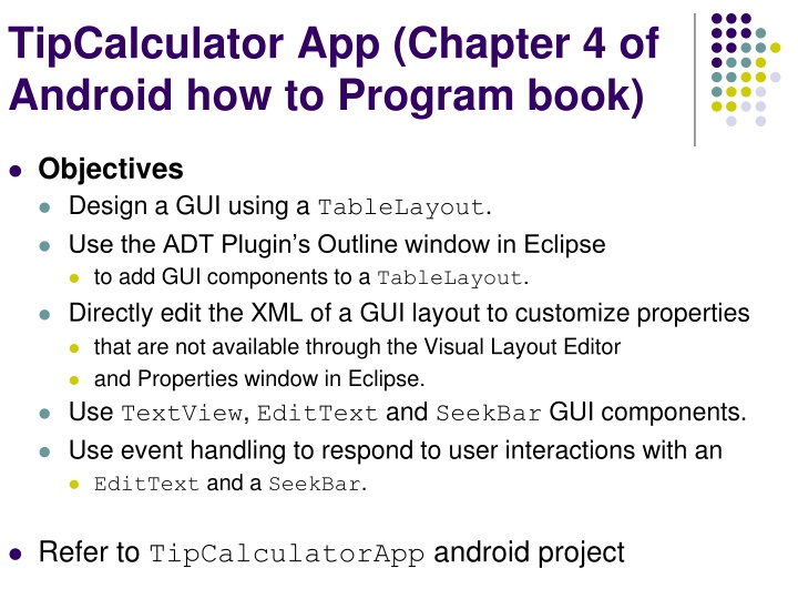 tipcalculator app chapter 4 of android