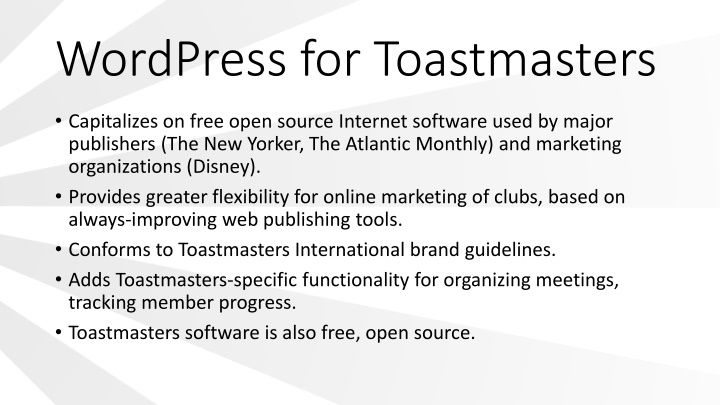 wordpress for toastmasters