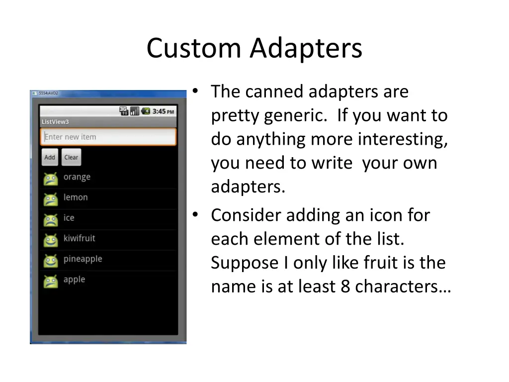 custom adapters