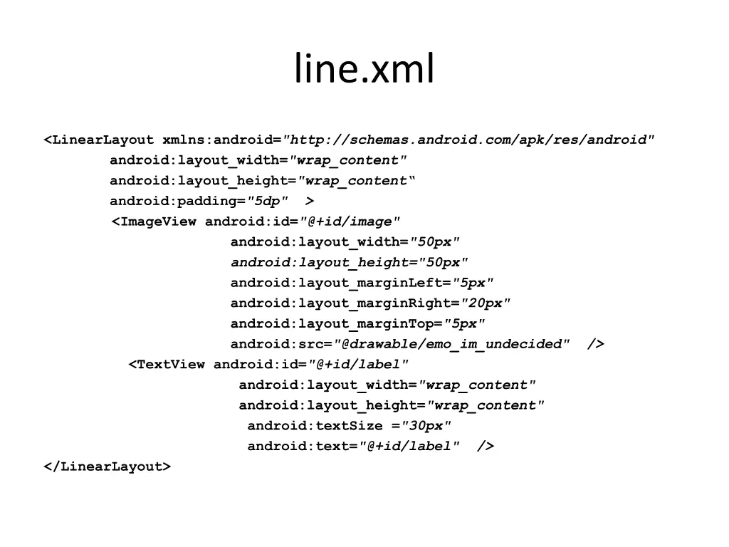 line xml