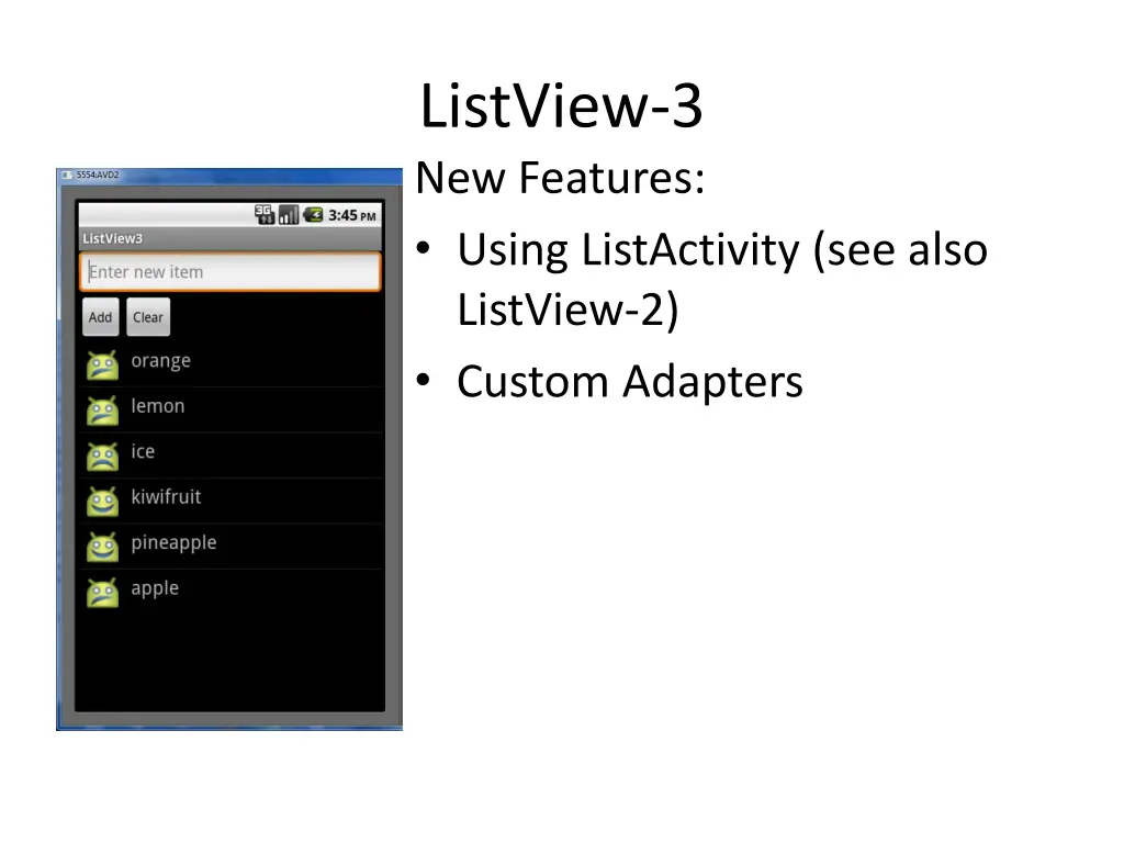 listview 3 new features using listactivity