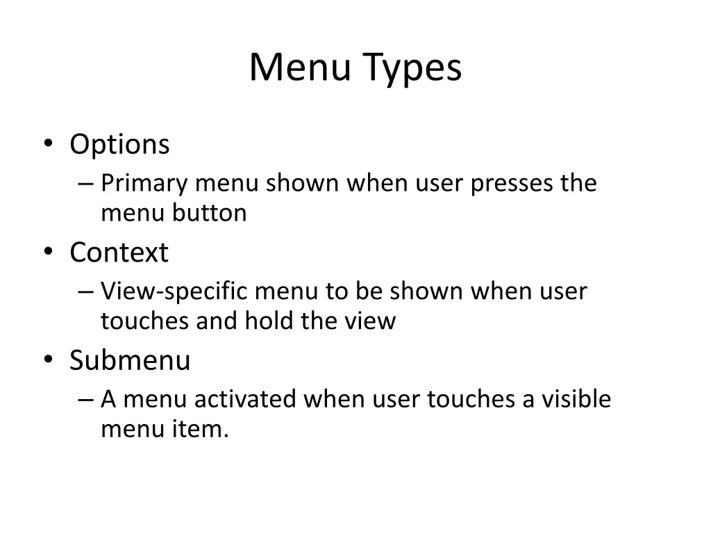 menu types