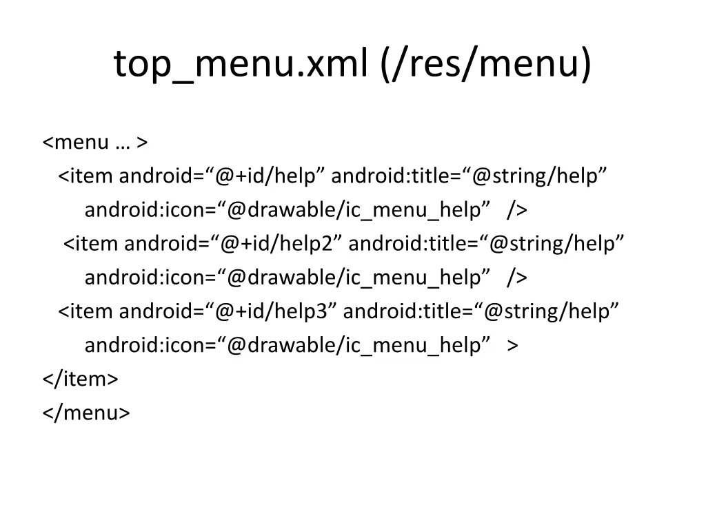 top menu xml res menu