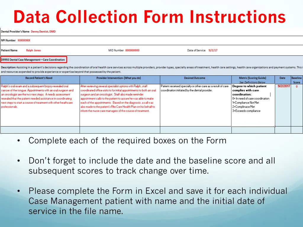 data collection form instructions