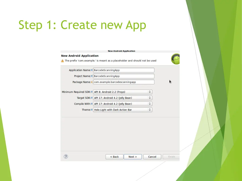 step 1 create new app