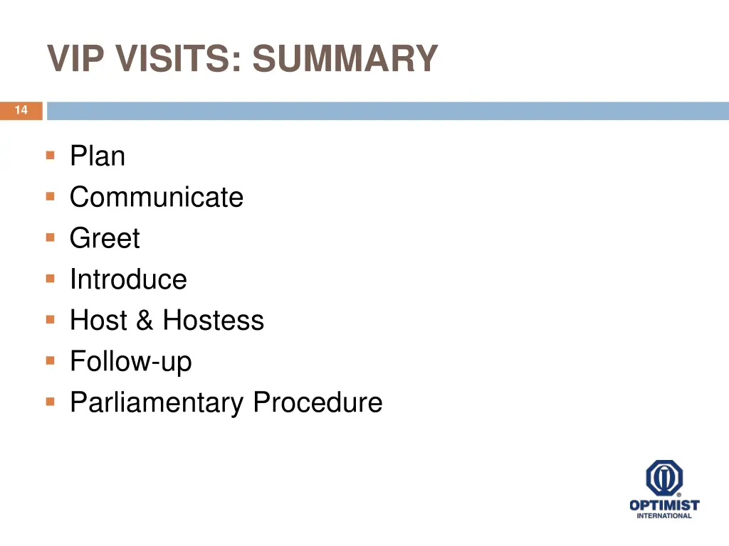 vip visits summary