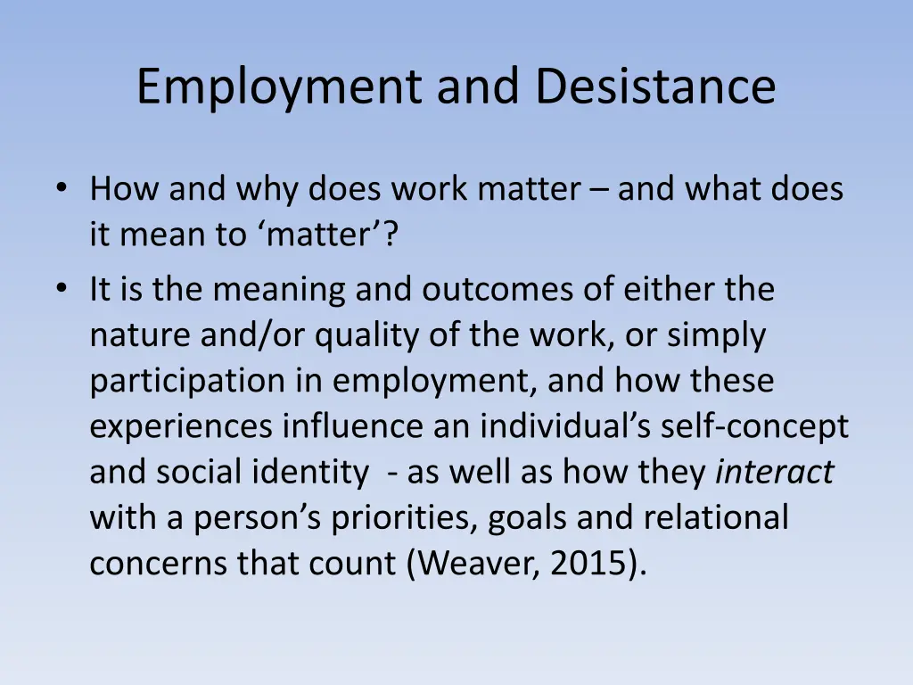 employment and desistance