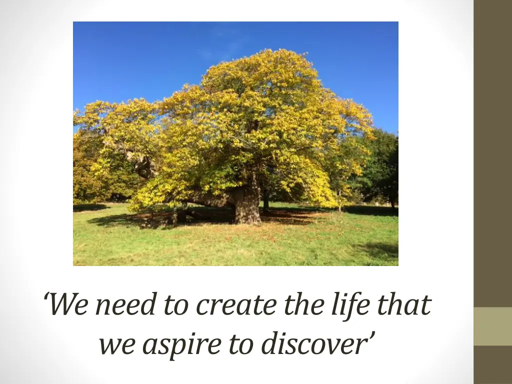 we need to create the life that we aspire