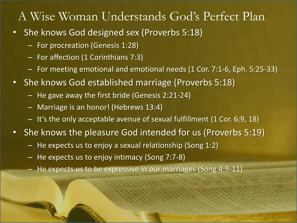 a wise woman understands god s perfect plan