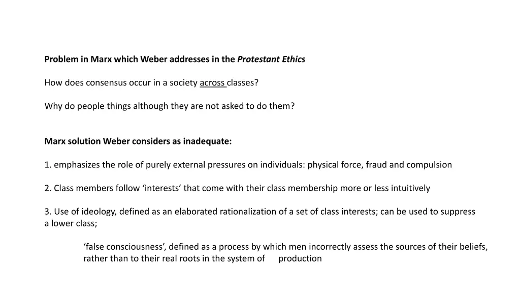 problem in marx which weber addresses