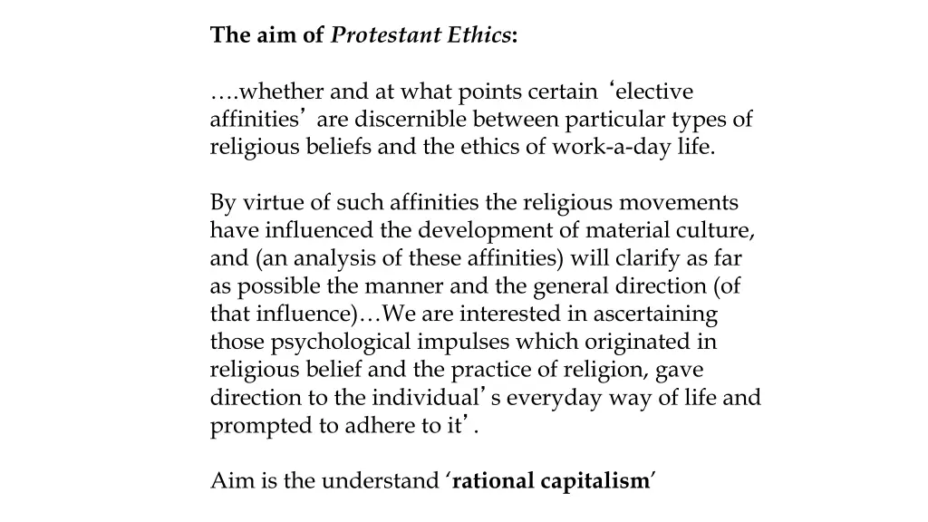 the aim of protestant ethics