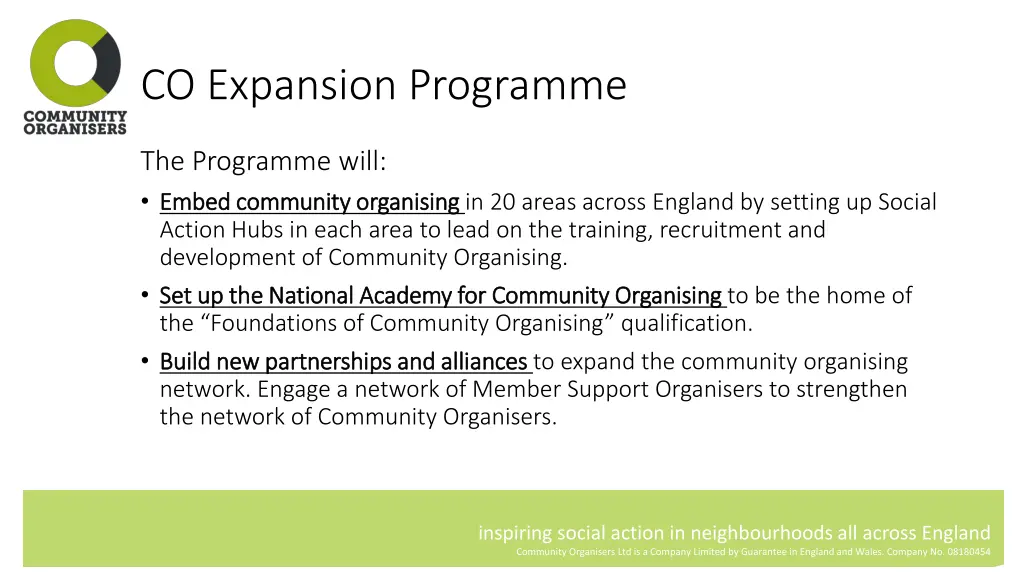 co expansion programme