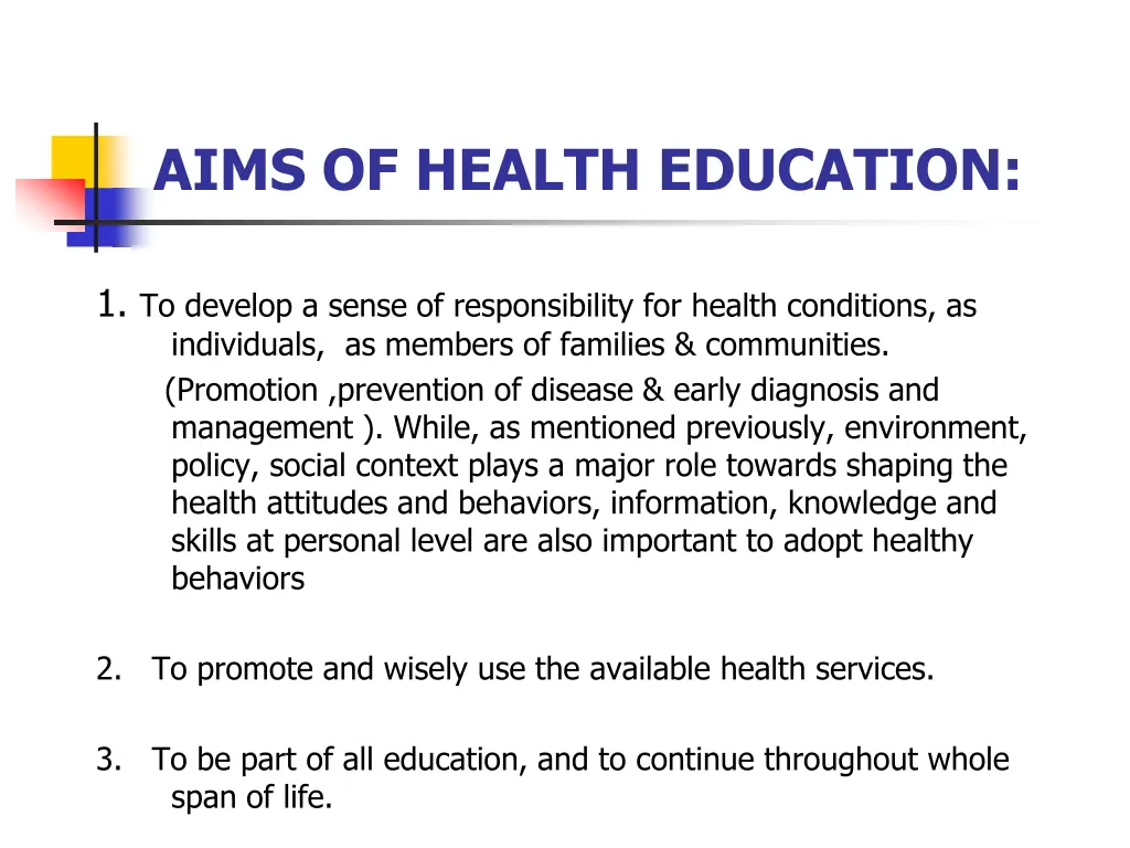 aims of health education